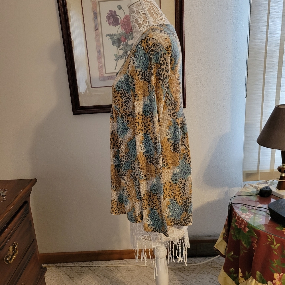 Ces Femme animal print v-neck baby doll sweater - Picture 3 of 6